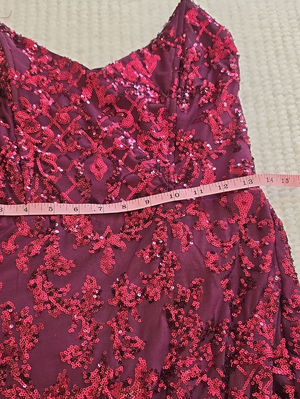 Windsor Strapless Dark Purple  Sequin Gown with Side Slit - Picture 9 of 13